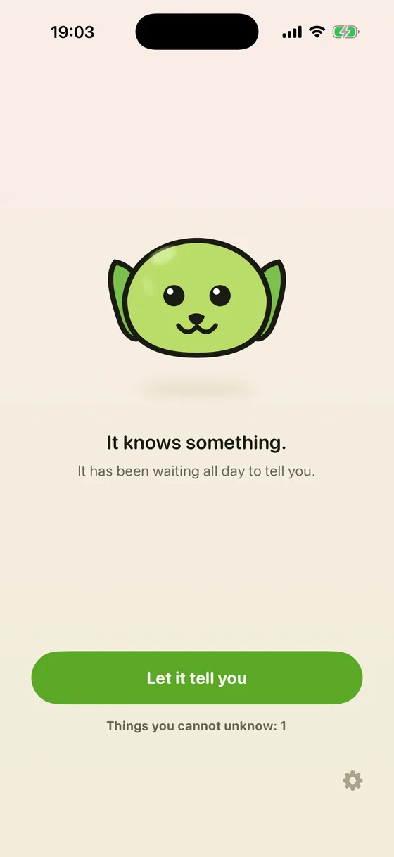 Daily Fact Pet home screen